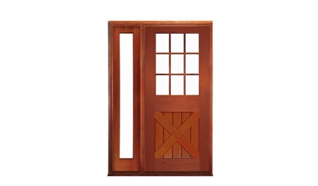 hampton cross brace 9 light: single door + sidelight on left
